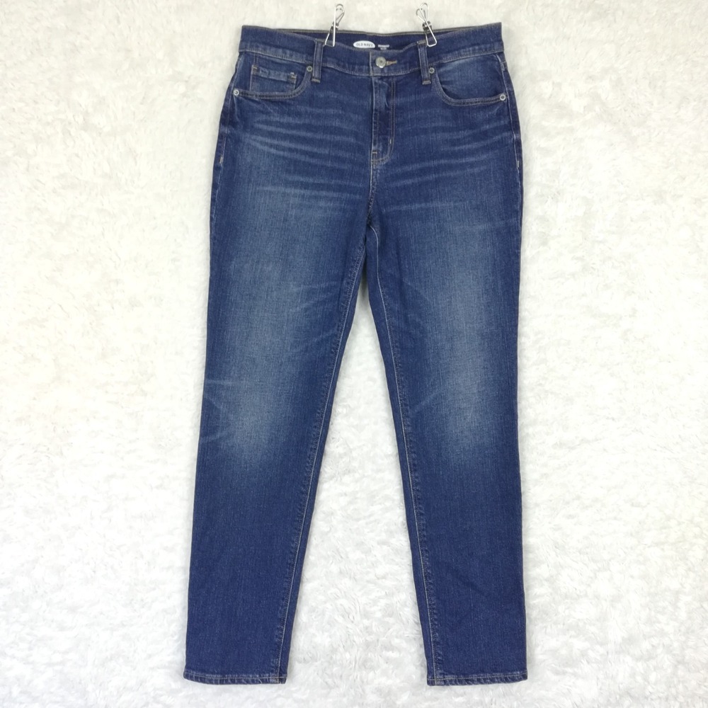 Old Navy Womens Jeans Boyfriend Mid Rise Blue Denim Medium Wash Whiskering 6
